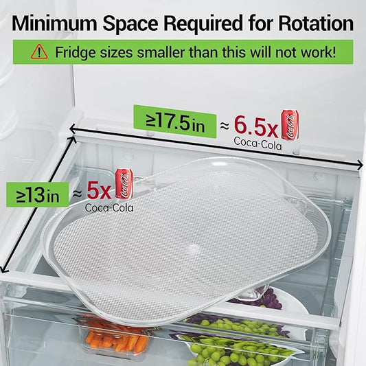 LAMU 2 Pack Rectangular Lazy Susan Organizer Turntable for Refrigerator, Cabinet, Pantry, Kitchen Countertop, Fridge Organizers and Storage, Clear, 15.67''x11.7''