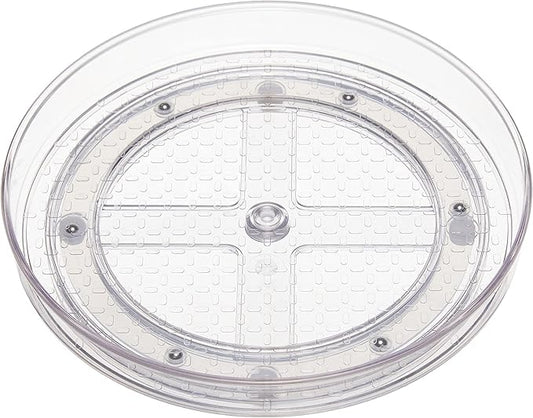 Amazon Basics 2 Tier Lazy Susan Turntable Organizer, 9" Diameter, 2-Pack, Clear