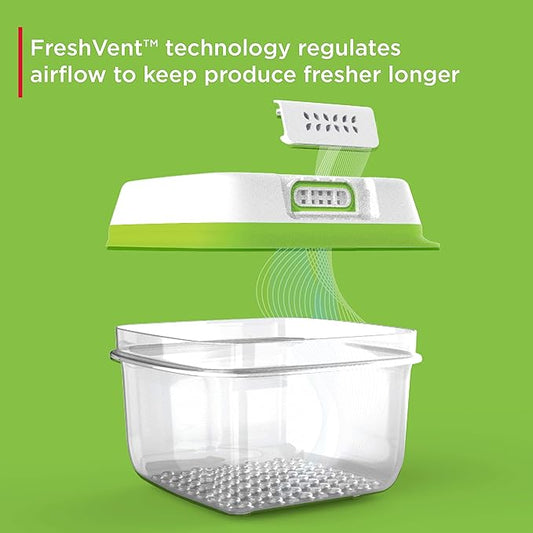 Rubbermaid FreshWorks Saver, Medium Produce Storage Container, 7.2-Cup, Clear