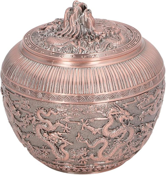 Fockety Tea Canister, Vintage Alloy China Storage, China Dragon Airtight Design Tea Bag Canister, Decorative Loose Tea Storage Container Multipurpose Tea Jar for Kitchen Cabinet