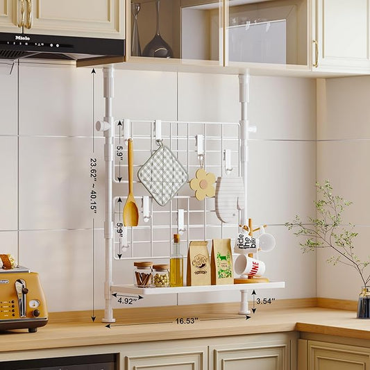 Homeiju 3-Tier Spice Rack Organizer, Multi-functional Kitchen Countertop Shelves, Wall Mount Hanging Spice Rack Seasoning Organizer for Kitchen Organization and Storage (2 Mesh Nets & 1 Mesh Dish)