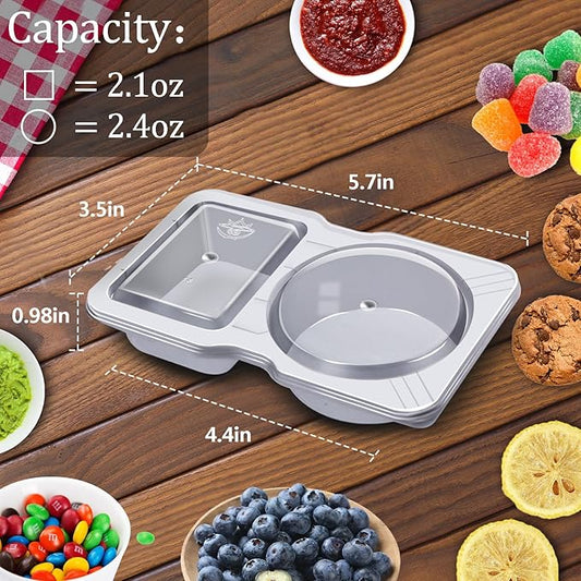 12 Sets Double Compartment Condiment Container with Lid, Reusable Snack Box for Sauces and Snacks for Meal Prep, Parties, and On-the-Go