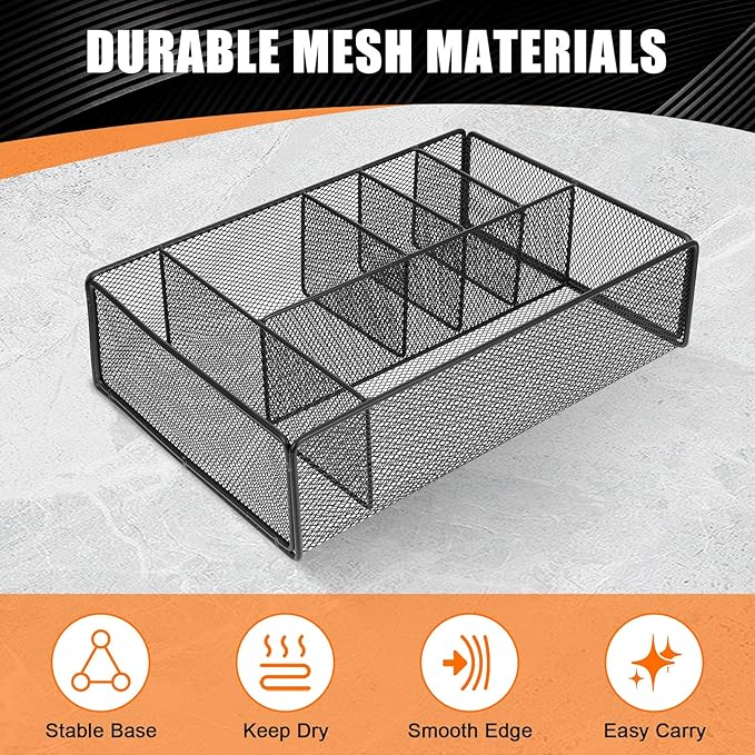 MAQUITA Utensil Holder, Silverware Caddy, Utensil And Napkin Holder, Cutlery And Flatware Organizer. Paper Plate Dispenser, ideal For Grilling and Hosting Essentials Black