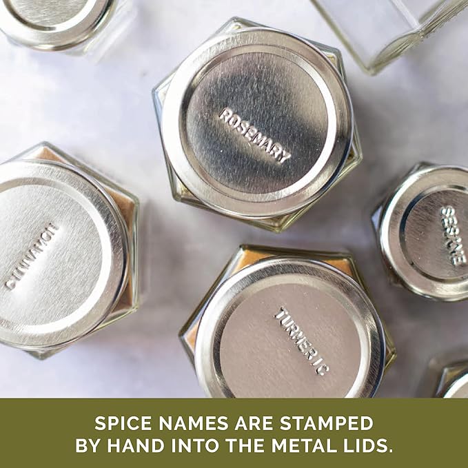 Gneiss Spice Basic Kit | 12 Magnetic Spice Jars Filled With Organic Seasonings (Large Jars)…