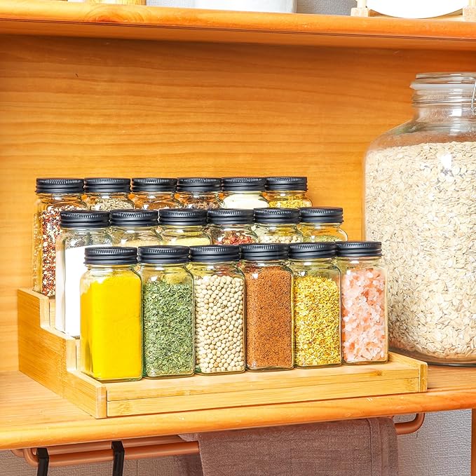 ComSaf 6Pcs 4oz Glass Spice Jars with Shaker Lids, 21 Labels, Spice Jars Trial Set & Supplement Set, Empty Spice Containers and Square Spice Bottles for Kitchen and Seasoning