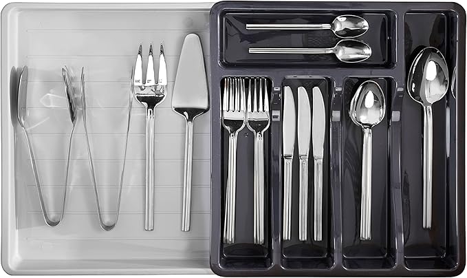 RoyalHouse Premium Cutlery Drawer Organizer, Expandable Utensil Holder And Organizer, 6-Compartments, Compact BPA-Free Plastic Storage for Spoons Forks Knives, Silverware Organizer