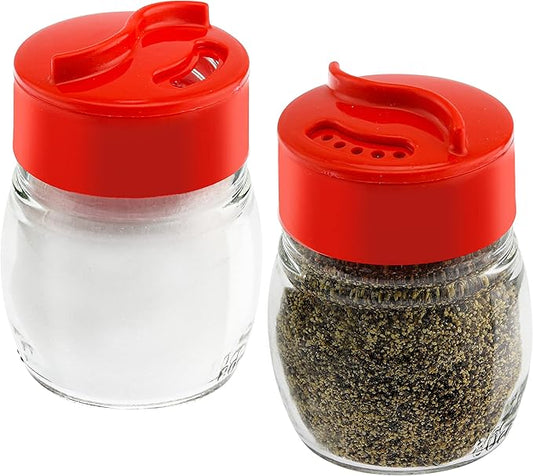 Glass Salt And Pepper Shaker Set, Spice Storage For Table Serving And Cooking With Dual Perforated Shaking Top - 3 Oz Spice Seasoning Shaker - 2 Pack