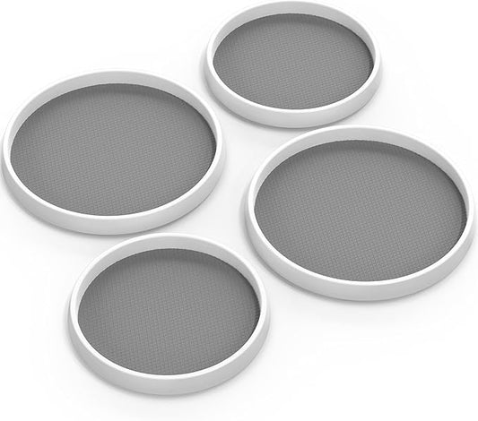 Simple Houseware Lazy Susan Spice Organizer Rotating Rack Tray, 4-Pack (2 Medium 10'', 2 Large 12'')