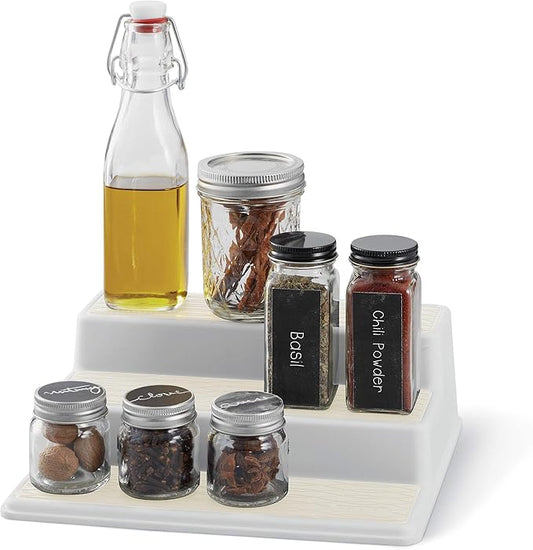 Copco Basics 3-Tier Spice Pantry Kitchen Cabinet Organizer, 10-Inch, Cream
