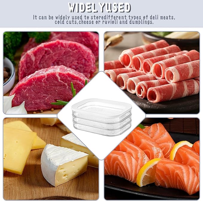 Deli Meat Container Fridge With Lids for Cold Cuts, Lunch Meats, Salami - Meal Prep Containers, BPA-Free 16 oz Square for Lunch Meat
