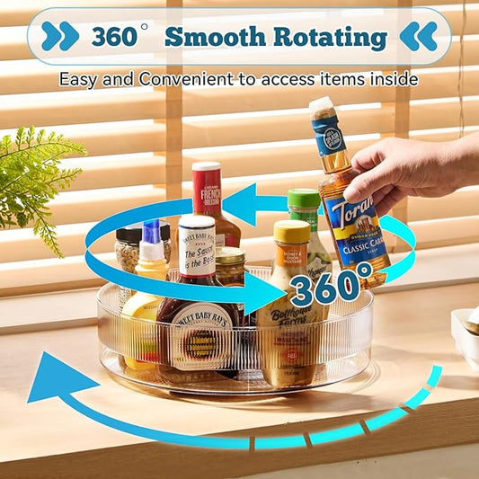 FreshKeeper Plastic Lazy Susan Organizer, Clear Pantry Lazy Susan Turntable for Cabinet and Kitchen 13’’
