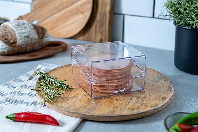 Mini Deli Keeper | Food Storage Container with Hinged Lid | Small Cold Cuts and Cheese Organizer for Refrigerator | Dishwasher Safe | Made in USA