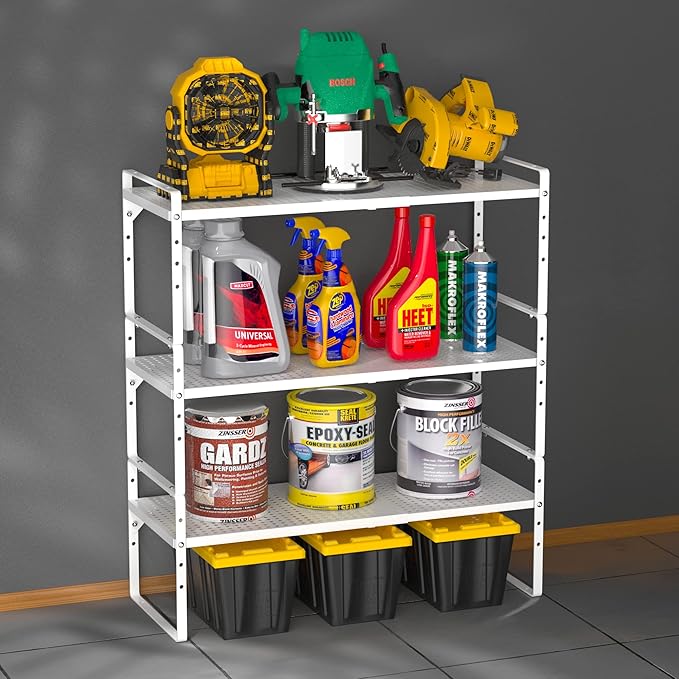 Expandable Kitchen Cabinet Shelf Organizers 2 Pack, Stackable Metal Pantry Storage Shelves Rack, Adjustable Counter Shelf for Cabinets, Countertop, Cupboard Organizers and Storage, White
