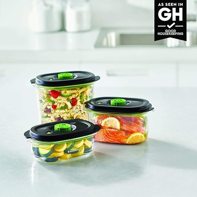 FoodSaver Preserve & Marinate Vacuum Containers, 3-Cup and 10-Cup Set, BPA-Free, Dishwasher Safe, Clear