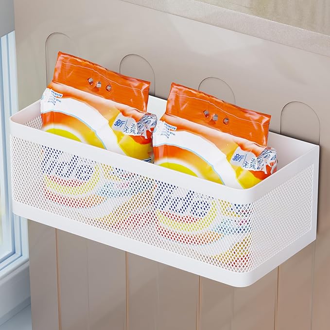 Magnetic Shelf for Washing Machine Magnetic Organizer for Laundry Washing Machine Shelf Hanging Basket Storage Magnetic Fridge Shelves Spice Rack for Refridgerator (White, L13.78in*W5.12in*H3.94in)