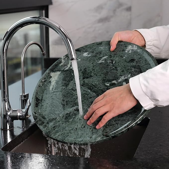 Marble Lazy Susan, 16 in Lazy Susan Turntable Organizer for Cabinet Pantry Kitchen Countertop Fridge Bathroom Makeup Vanity Countertop, Detachable Lazy Susan Organizer, Green