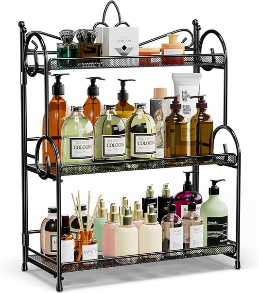 Bathroom Organizer Countertop - 3 Tier Spice Rack Organizer, Counter Organization and Storage for Bathroom, Kitchen, Bedroom, Offices, Foldable