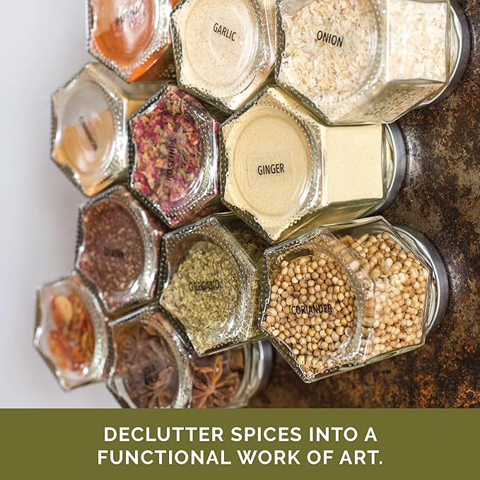 Gneiss Spice Basic Kit | 12 Magnetic Spice Jars Filled With Organic Seasonings (Large Jars)…