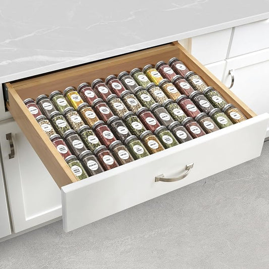 Spice Drawer Organizer,8 Pcs,Acrylic Spice Drawer Organizer,Drawer Spice Rack,Expandable From 13'' to 26'' Kitchen Spice Rack Organizers and Storage for Drawer(Grey)