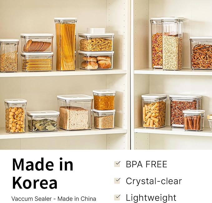 Premium Airtight Food Storage Containers, Square 2PC/Set(1.48qt/1.4Lx2pcs), Smart One-Click Seal Lid, No Hinges, 100% Leak Proof, BPA-FREE, Dishwasher, Freezer & Microwave Safe