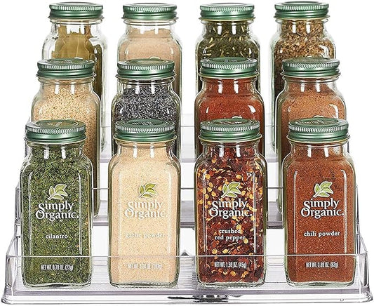 Home Intuition 3-Tier Spice Rack Step Shelf Cabinet Organizer, Clear (2)