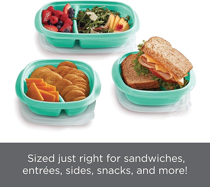 Rubbermaid 50-Piece Food Storage Containers Set with Lids, Teal Splash – Perfect for Lunch, Meal Prep, Leftovers & More – Top Rack Dishwasher Safe, BPA-Free Plastic