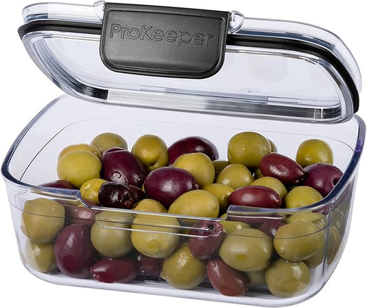 Progressive Prokeeper + Deli Storage Set: Air-Tight Silicone Sealed Containers w Grooved Bottom, Dry Erase Lid, BPA-Free, Stackable, Keeps Meats & Cheeses Fresh Longer, PKS-705C Mini Deli 0.69L
