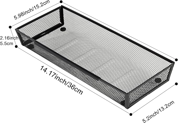 ihomecooker Mesh Tray Silverware Drawer Organizer Utensil Cutlery Tray Office Supplies Organizer for Flatware, Knives,Home,Office, School,Bedroom 15X6'' Black