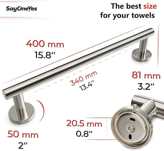 16 Inch Bathroom Towel Bar Brushed Nickel – SUS304 Stainless Steel Wall Mounted Towel Rod, Rustproof Hand Towel Bar, Modern Bathroom Towel Rack, Towel Racks for Bathroom Wall Mounted