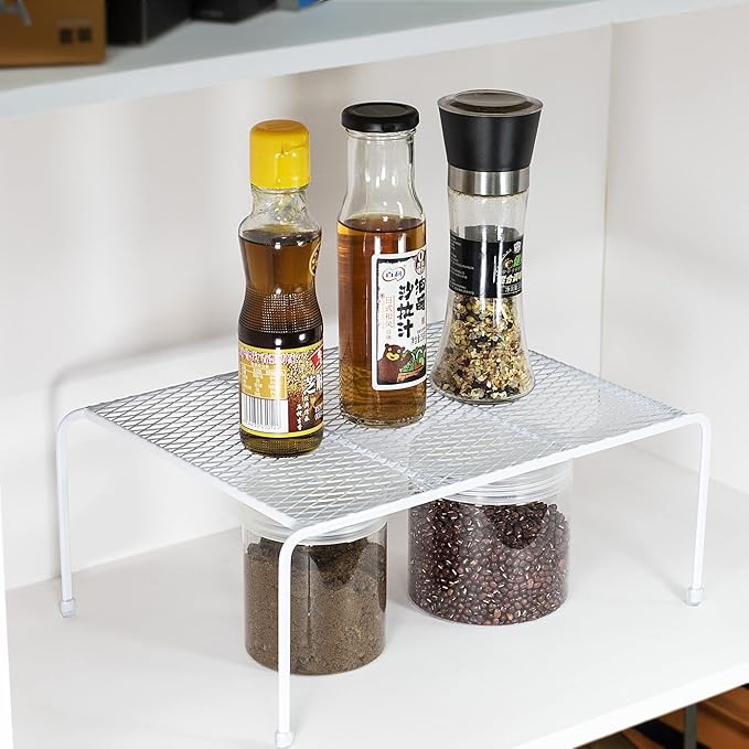 Lonian Kitchen Cupboard Organiser, Home and Kitchen Storage Shelf Wire Rack for Kitchen Cabinets, Counter-Tops, Pantries, Food and Utensils (Pack of 2)