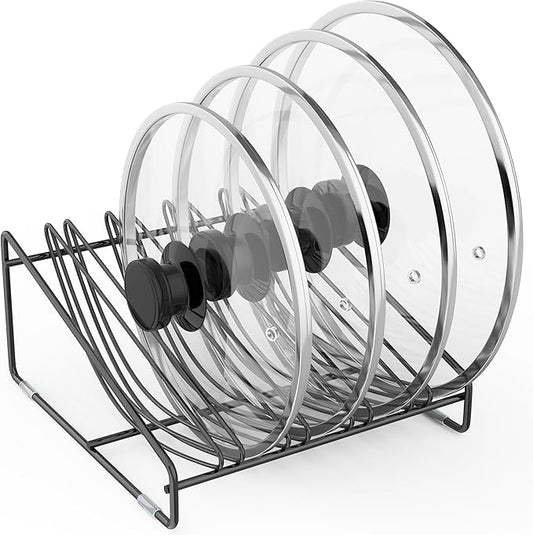 Pot Lid Organizer Rack, 5-slot Holder for Pot and Pan Lids, Space-Saving Kitchen Cabinet Organizer, Pan Lid Organizer,Pot Lid Holder,Side-Access Design