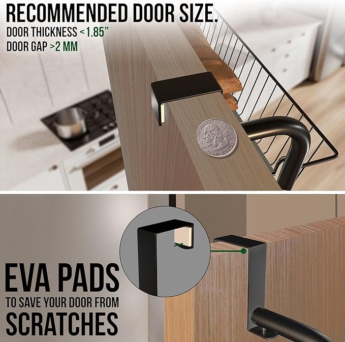 Over the Door Pantry Organizer Storage with 6 Easy to Install Spice Rack Shelves for Pantry Kitchen Bathroom and Cabinet Door