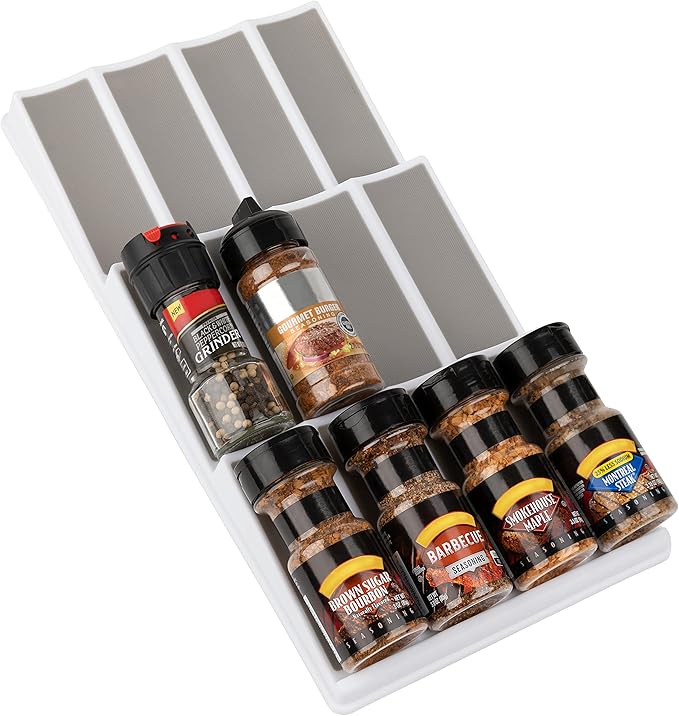 3 Tier Kitchen Spice Rack Organizer | Non-Skid Storage Tray | 15.5 x 7.75 x 1.3 inches