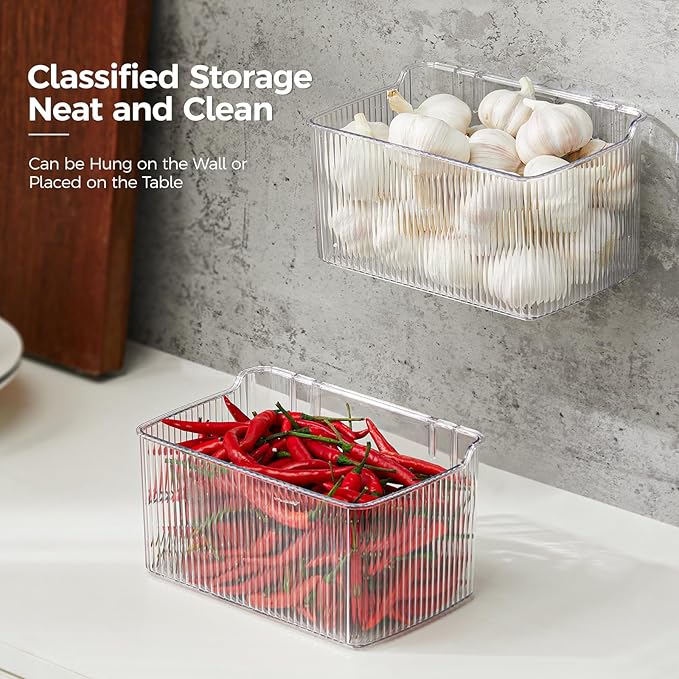 2 Pack Adhesive Spice Rack Wall Mount, 8.1" x 4.5" x 4.3", Cabinet Door Organizer Clear Acrylic Shelf, No-Drilling Small Hanging Basket for Kitchen Pantry, Shower Caddy for Bathroom