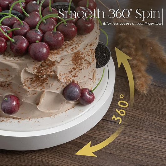 Non-Skid Wood Lazy Susan Organizer Turntable for Home Decor – Stylish 10.5" Lazy Susan Turntable for Cabinet, Pantry & Coffee Table - Great for Bathroom Organizers and Storage (White)