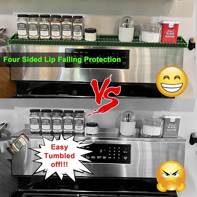 Mofason Silicone Magnetic Stove Top Shelf 30 Inch, Kitchen Over Stove Oven Shelf, Magnetic Spice Rack Organizer, Non-Slip Above Stovetop tray for Back of Stove -Black