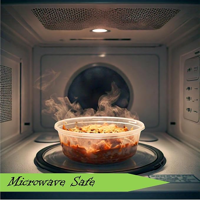 Mr Miracle Deli Containers with Lids - 48 Pack of 16 oz Clear Airtight Reusable Plastic Food and Multi-Purpose Containers - Microwave, Freezer, and Dishwasher Safe