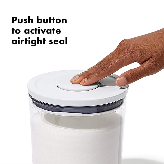 OXO Good Grips 3-Piece Mini Round POP Canisters | Includes three 0.6 Qt/0.6 L Airtight Food Storage Containers | Ideal for tea, sugar cubes | BPA Free | Dishwasher Safe