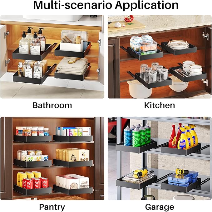 Pull Out Spice Rack Organizer for Cabinet, Slide Out Spice Racks Organizer, No Drill Easy to Install, 8"Wx10"Dx2"H