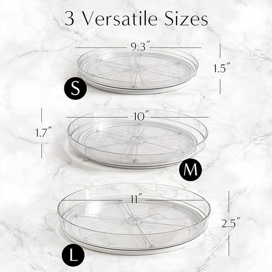 NOSTALGIQ 3-Pack Lazy Susan Organizer | Rotating Pantry Organizers and Storage | Clear Lazy Susan for Table Top, Cabinet Organizer, Perfume Organizer, Spice Rack Organizer (9", 10", 11")
