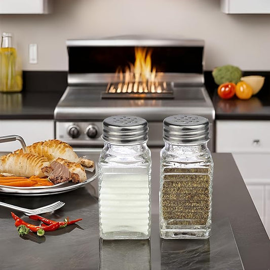 Salt and Pepper Glass Shakers Set Spice Jar (Modern)