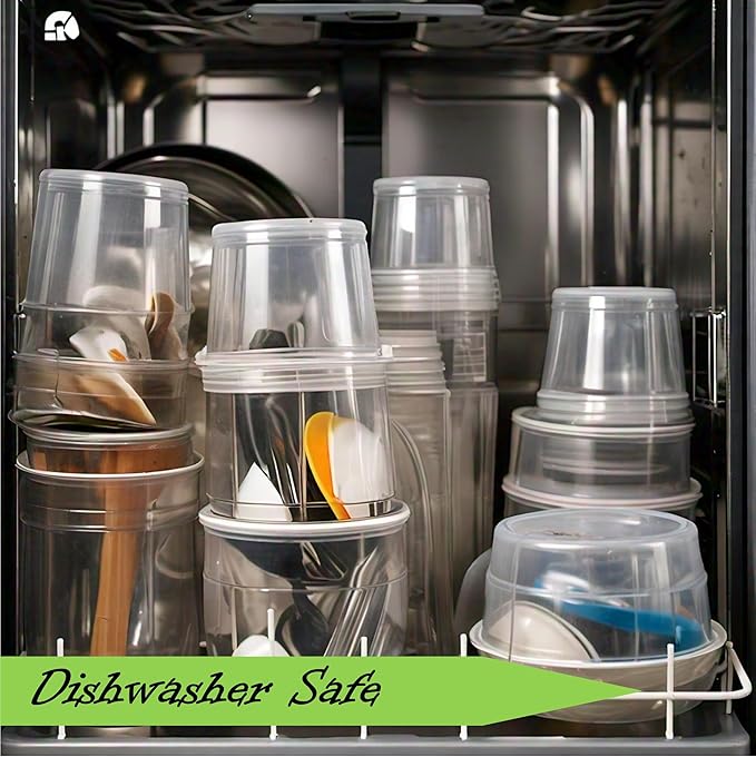 Mr Miracle Deli Containers with Lids - 48 Pack of 16 oz Clear Airtight Reusable Plastic Food and Multi-Purpose Containers - Microwave, Freezer, and Dishwasher Safe