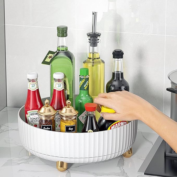 Lazy Susan Rotating Organizer - Perfume, Makeup, Skincare Vanity Tray - Turntable for Cabinet, Pantry, Fridge, Countertop, Bathroom