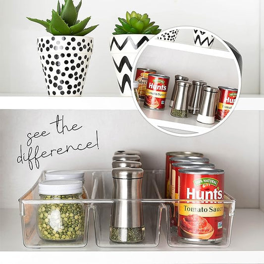 Kitchen Utensils Organizer | Utensil Tray Holder | Large Non-Slip Cutlery Drawer Organizer, 3 Compartment Multi-Purpose Home Organization, Clear Acrylic