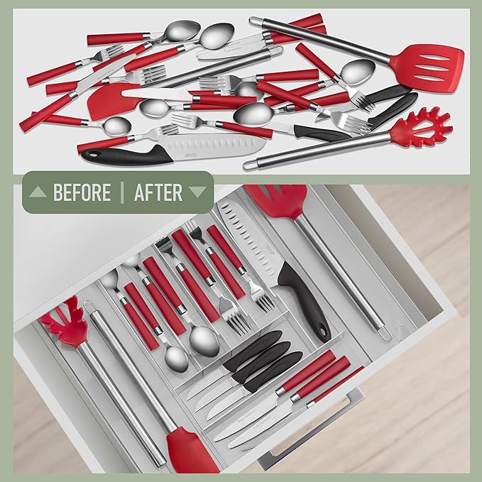 Sorbus Silverware Organizer – Expandable Kitchen Drawer Organizer, Adjustable Utensil Organizer, Cutlery Tray for Forks, Knives, Spoons – Multipurpose Flatware and Kitchen Storage Solution