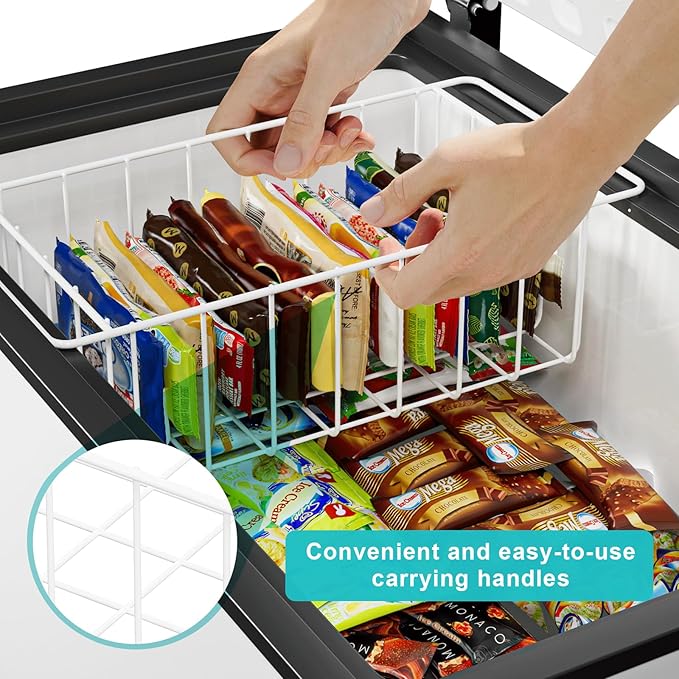 16.5 Inch Chest Freezer Organizer Storage Baskets Bins Metal Wire, Settle freezer chaos and reduce food waste effectively, Durable, Fully Use Space, Improve Air Circulate, 4 Pack