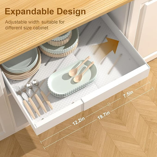 1 Pack 21" Deep Pull Out Drawers for Cabinets, Expandable Slide Out Drawers for Kitchen Cabinets, Pull Out Cabinet Organizer Roll Out Shelves for Pantry（Width 12.2"-19.7", White）