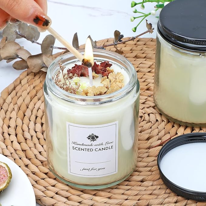 16 Pack 8 OZ Glass Jars with Lids gift for women,Candle Jars,Glass Jar for Candles, Samples, Spices, Powders