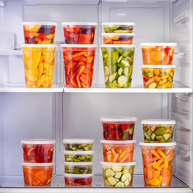 TashiBox 24 Sets 32 oz Plastic Deli Containers with Lids - Clear Airtight Food Storage & Meal Prep Containers, BPA Free, Stackable, Leakproof, Microwave & Freezer Safe