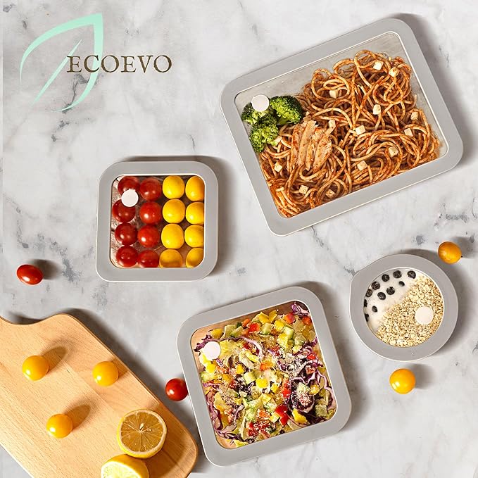 Glass Food Containers with Glass Lid, Microwave Safe Glass Food Storage Container, Large 4 Pack Round Shape, Glass Food Containers with Lids, Glass Meal Prep containers with Leak Proof Lid.
